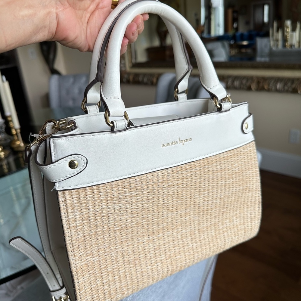 Chic & Versatile! Nanette Lepore Erika Satchel in White & Tan  Everyday Elegance